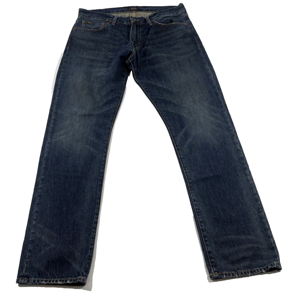 Polo Ralph Lauren Hampton Relaxed Straight Jeans Dark Wash Blue Denim Sz 34x33